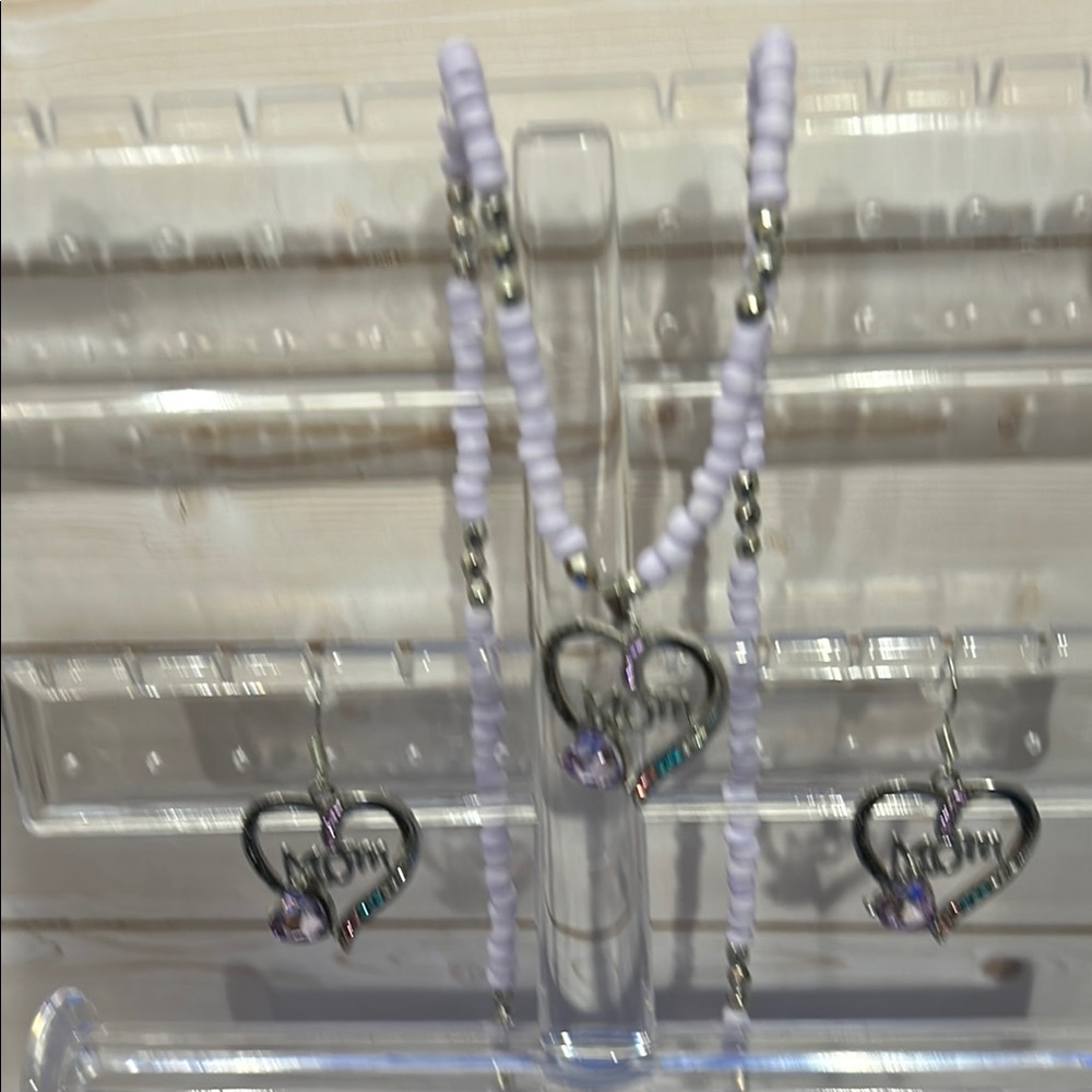 Purple and Silver Heart Necklace with Filigree Design